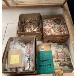 Contents to three boxes - large quantity of franked stamps, two stamp albums,