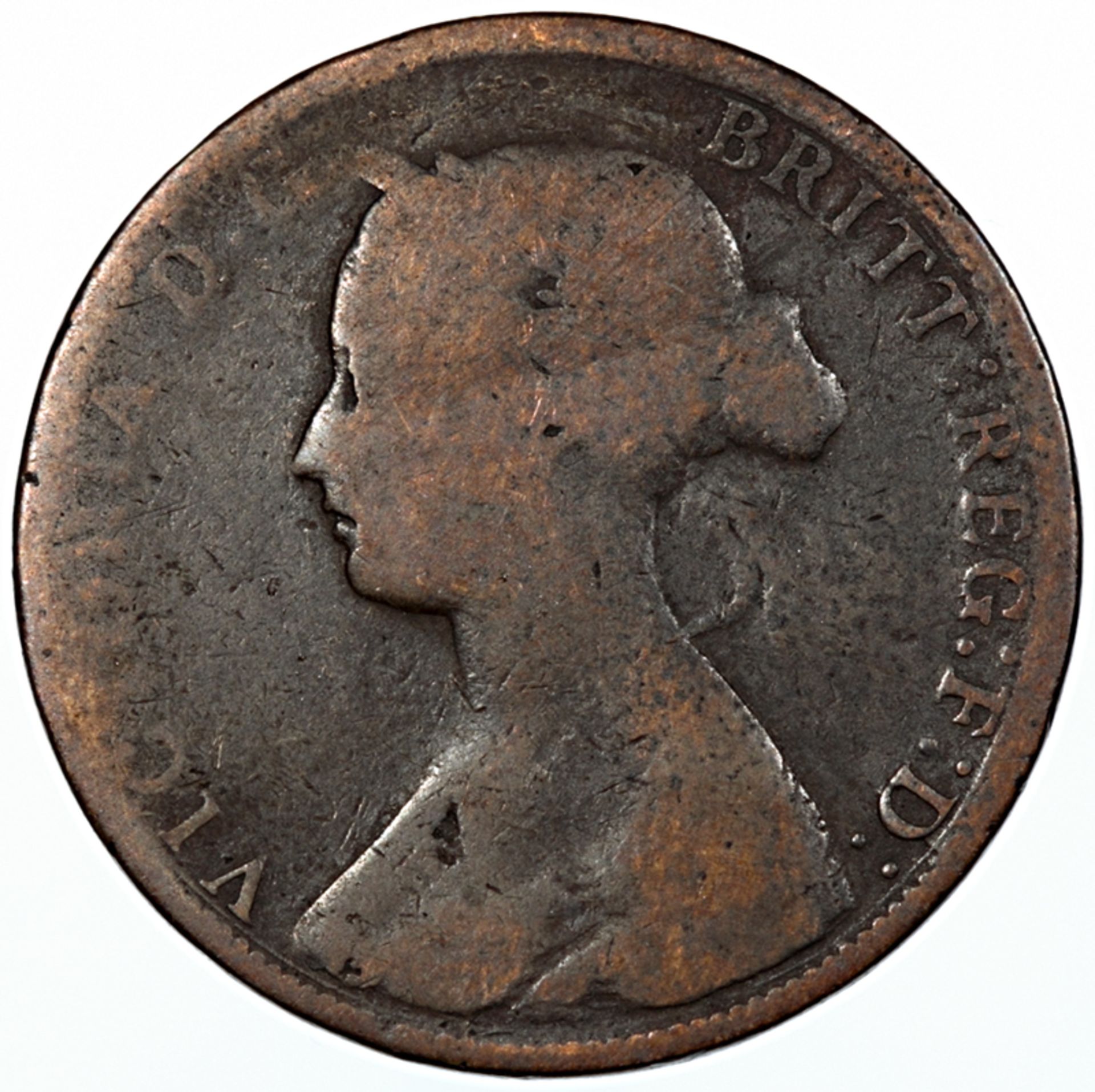 UK - Victoria Halfpenny 1861 with rare 'HALP' for HALF error. - Image 2 of 3