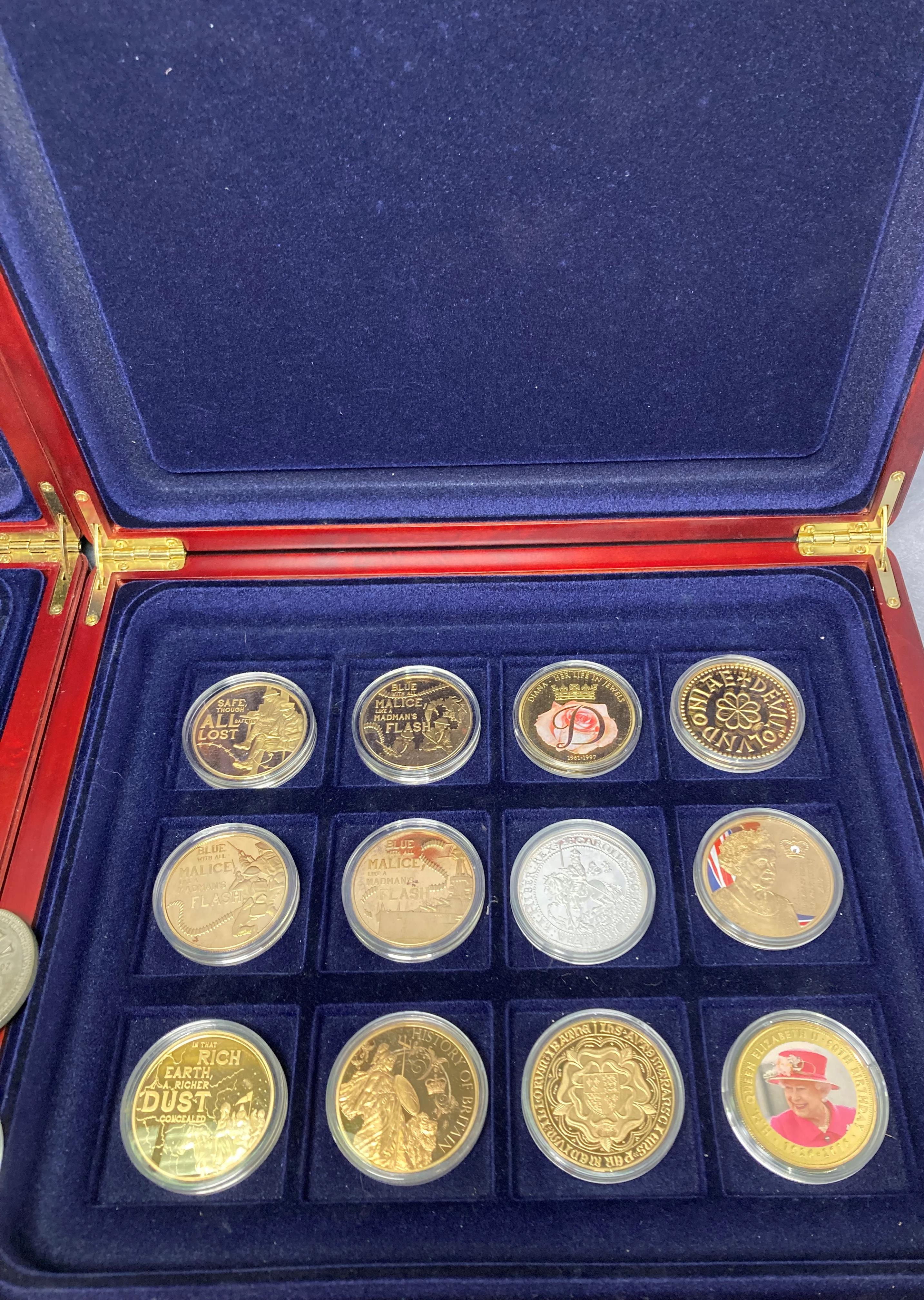Contents to two fitted coin cases - twenty-six assorted commemorative coins some in silver and gold - Image 3 of 4