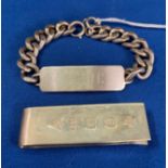 Silver name plate bracelet with name 'Clive' inscribed (7" long) and a Sterling Silver (.