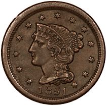 USA - Braided Hair Cent 1851,