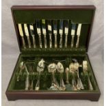 67-piece canteen of cutlery in mahogany finish case by Arthur Price if England in EPNS,