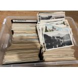 Contents to plastic tray - over 400 postcards - mainly topographical and mainly Cumbria and Lake