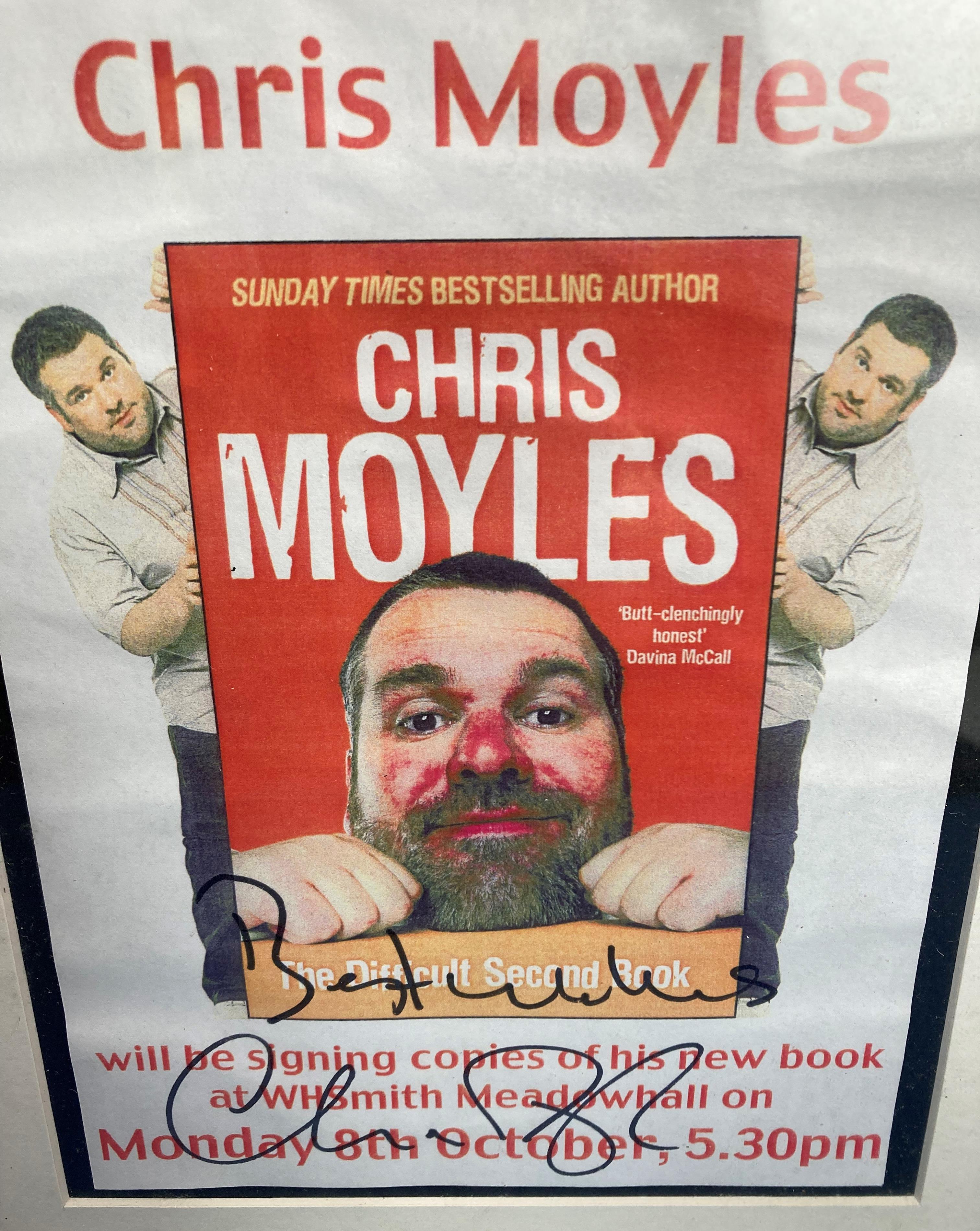 A Chris Moyles 'The Difficult Second Book' signed framed poster with authenticity to reverse, - Image 2 of 3