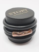 STORY' by Kranz & Ziegler black leather wrap bracelet with rose gold vermeil sterling silver