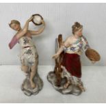 Two assorted Volkstedt ceramic figurines 19/20th Century including lady artist painting (18.