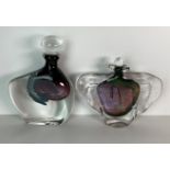 A Karlin Rushbrooke hand-made glass wedge bottle and stopper with signature to base (18cm high),