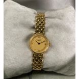 Longines 18k (750 hallmark on back and clasp) ladies gold watch model: L6 1076, complete with case,