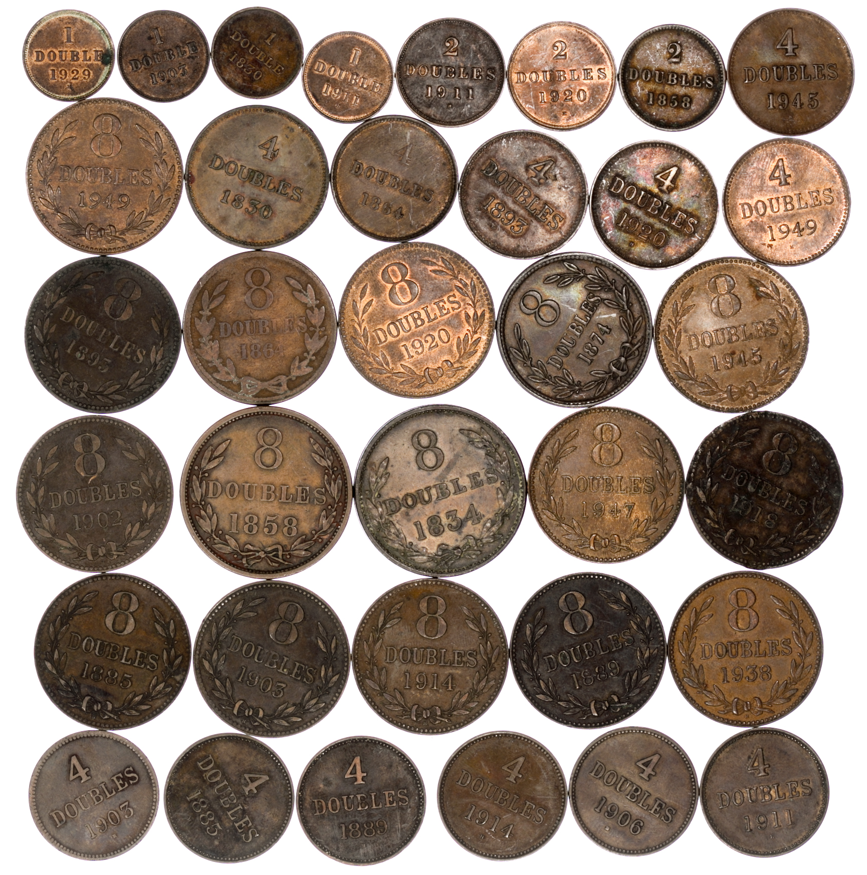 Channel Islands - Collection of coins from Guernsey.