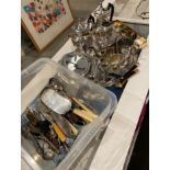 Contents to box - assorted EPNS including coffee and tea pot, Mappin & Webb pie crust edge tray,