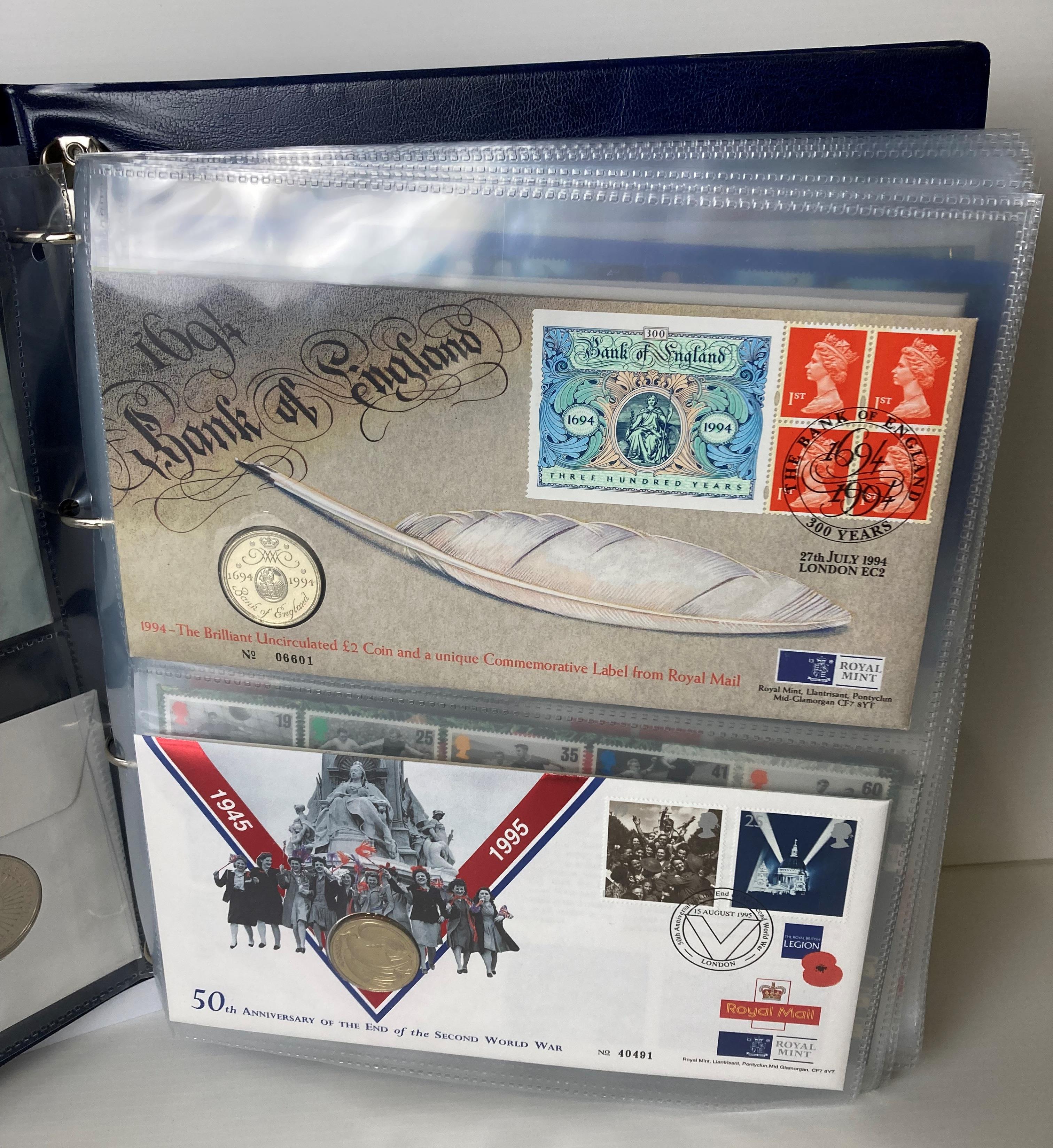Royal Mail/Royal Mint Philatelic Numismatic cover blue vinyl folder and sleeve and contents - 29 - Image 2 of 6