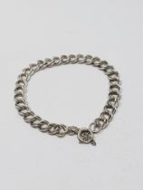 Sterling silver vintage charm bracelet, double curb links, bolt-ring fastener and safety chain,