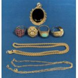 Contents to bag - assorted silver hallmarked jewellery including four rings,