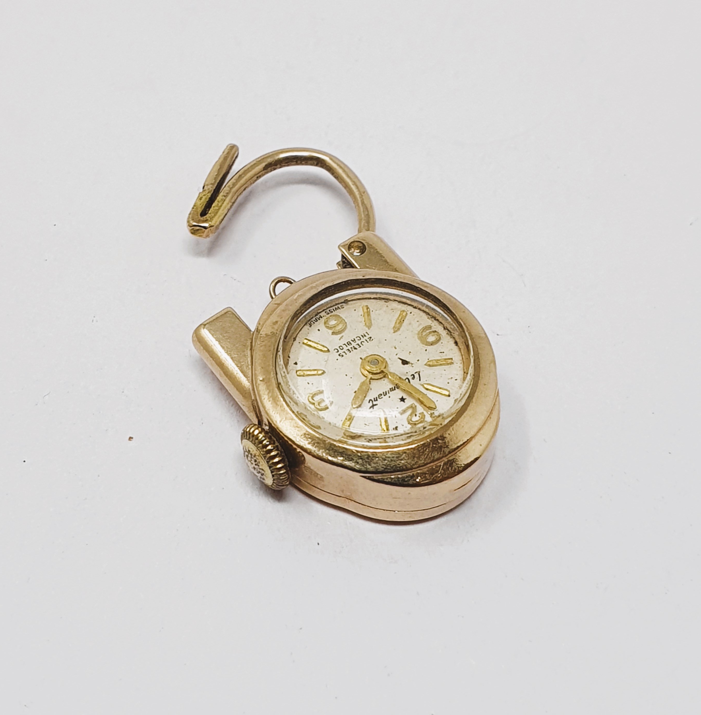 9ct gold vintage padlock incorporating a Swiss mechanical watch, gross weight 5. - Image 2 of 2