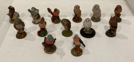 Twelve assorted Royal Doulton bird figurines including owls, kingfisher,