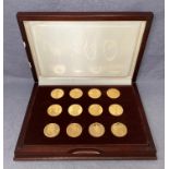 A set of twelve 24K gold on bronze medallions 'The Treasures of Pompeii' Limited Edition in fitted