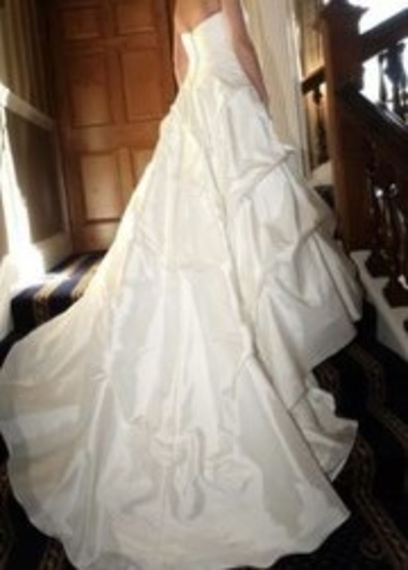 A Mori Lee 'Talia' wedding dress in a pearl white colour and taffeta material together with an - Image 3 of 6
