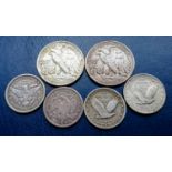 USA - Silver Quarter & Half Dollars 1877-S, 1893-O,