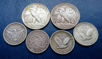 USA - Silver Quarter & Half Dollars 1877-S, 1893-O,