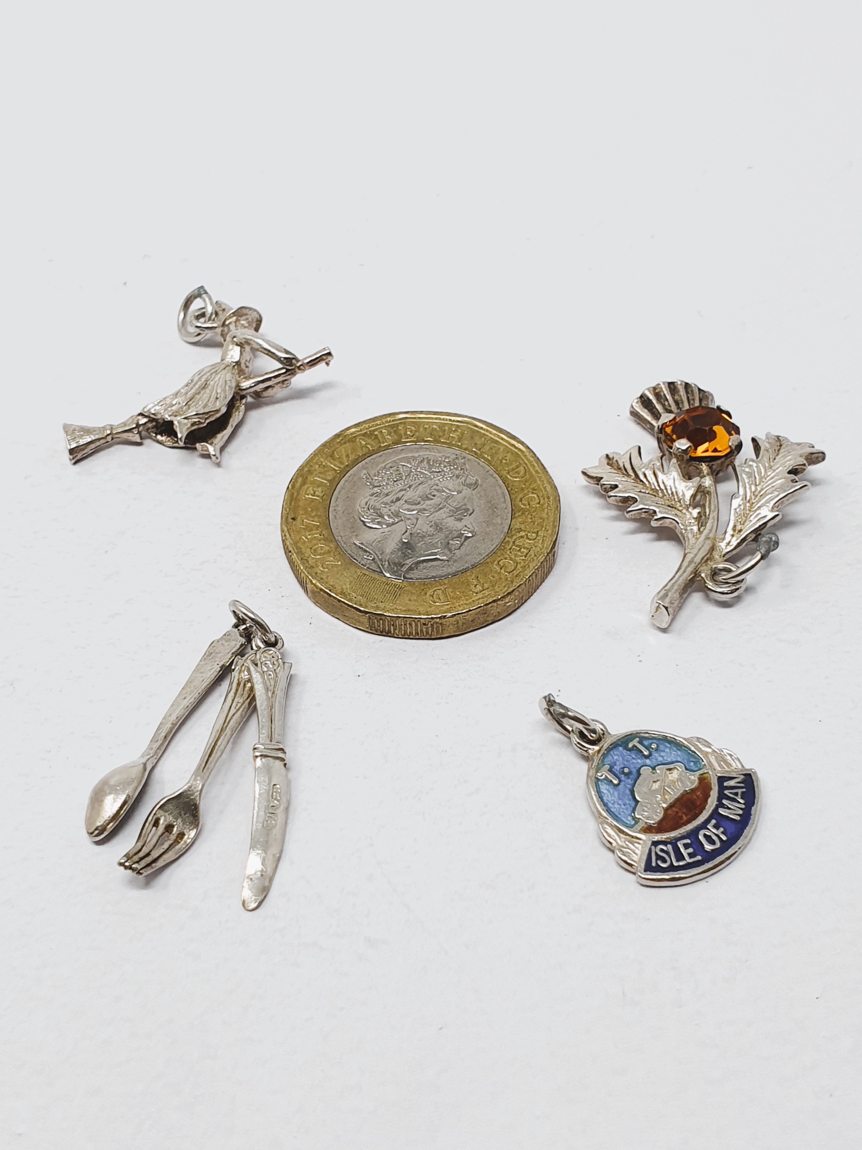 Sterling silver selection of fifteen vintage charms, including Scottish thistle, ship in bottle, - Image 3 of 3