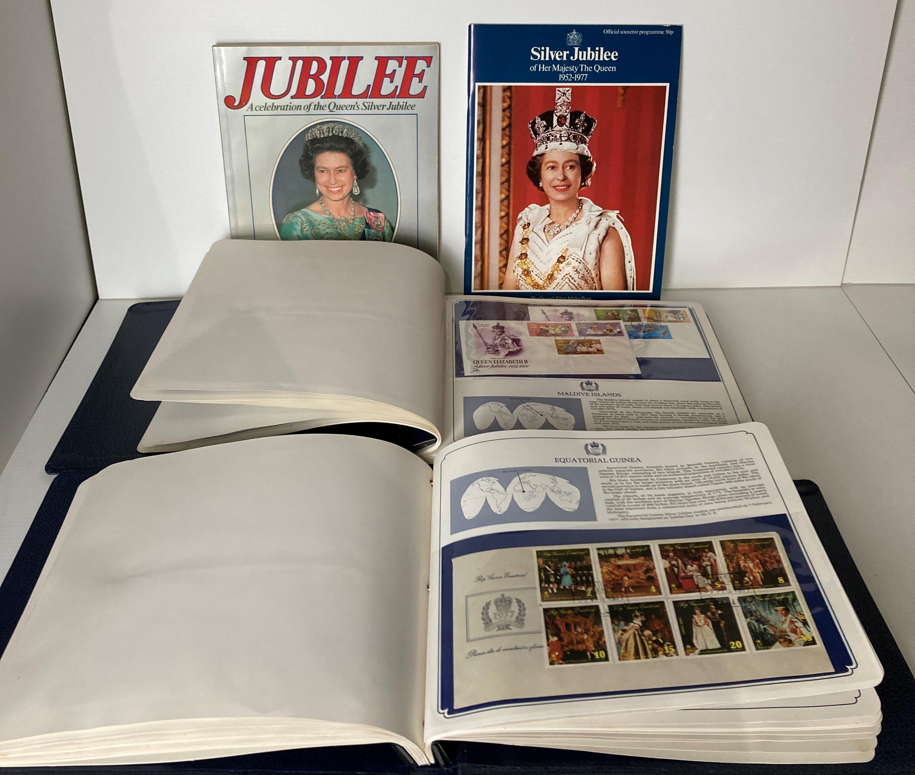 Two Queen Elizabeth II Silver Jubilee First Day Cover Albums by Postal Heritage Society and two
