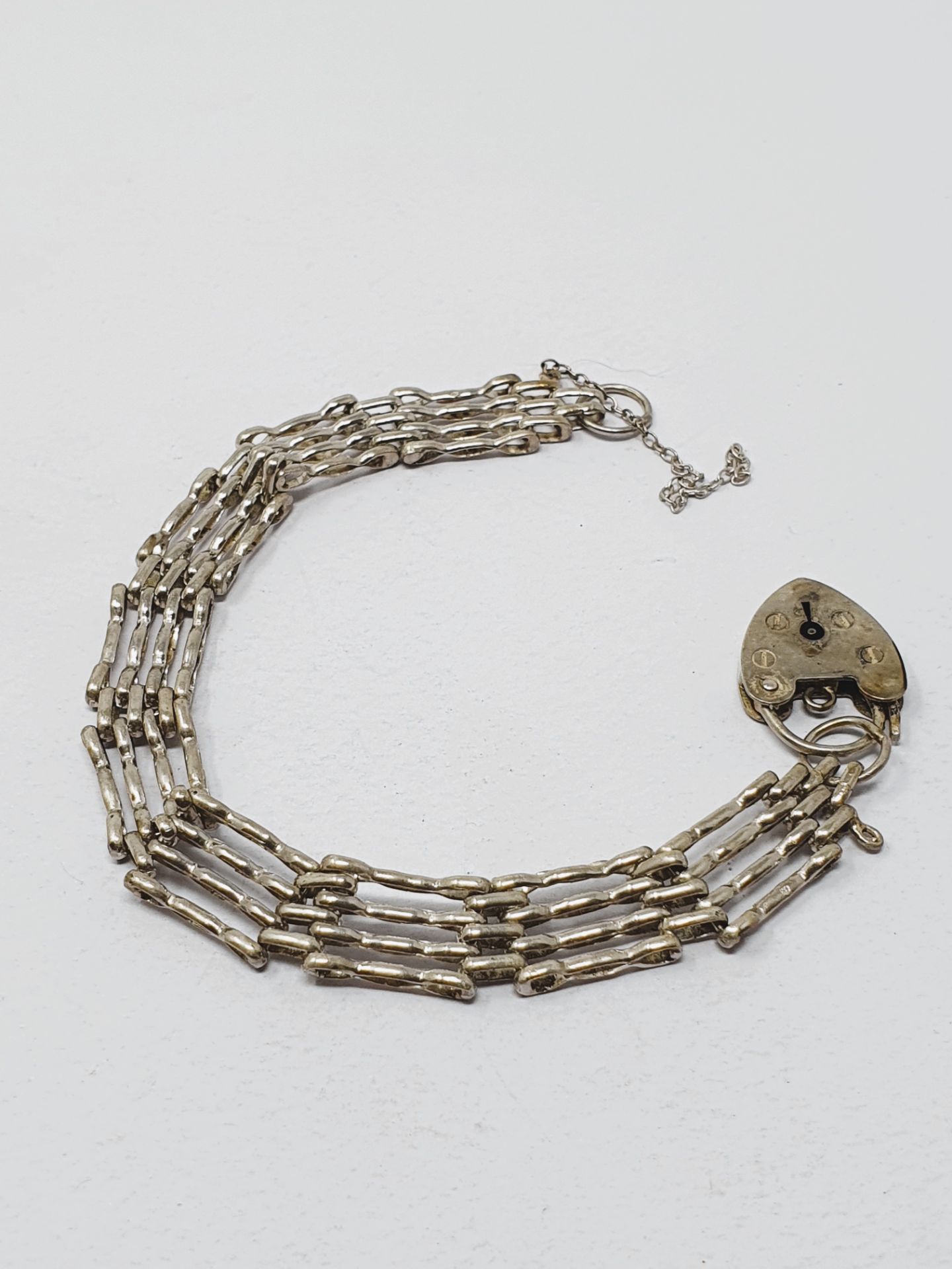 Sterling silver vintage charm bracelet, double curb links, bolt-ring fastener and safety chain, - Image 2 of 4