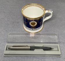 Two items including a Royal Worcester 1947-2007 Diamond Wedding Anniversary cup and a Parker