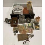 Contents to drawer - large quantity of assorted coins including 10p, two shillings, one pennies, 5p,