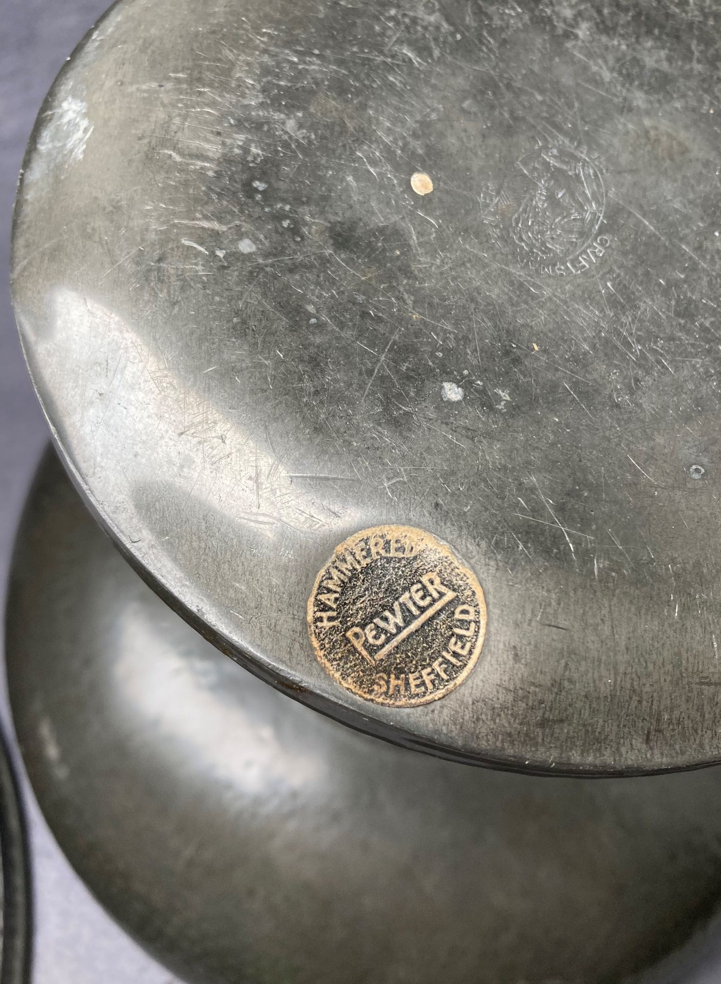 A Tudric Pewter bowl (27cm diameter) ref no: 01243, a Sheffield Pewter bowl on stand (26cm diameter, - Image 6 of 6