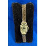 9ct gold (375) Art Deco watch with a 9ct gold chain-link strap in fitted case by Goldsmith &