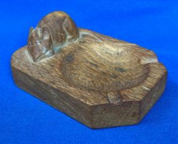A Robert Thompson Mouseman wooden ashtray, 10cm x 7.