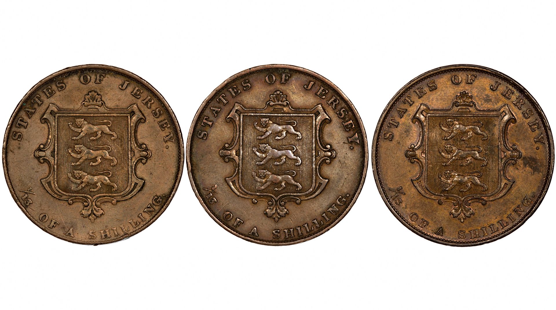 Channel Islands - Jersey Victoria 1/13 Shilling (3) 1841, 1851, 1861. - Image 2 of 3