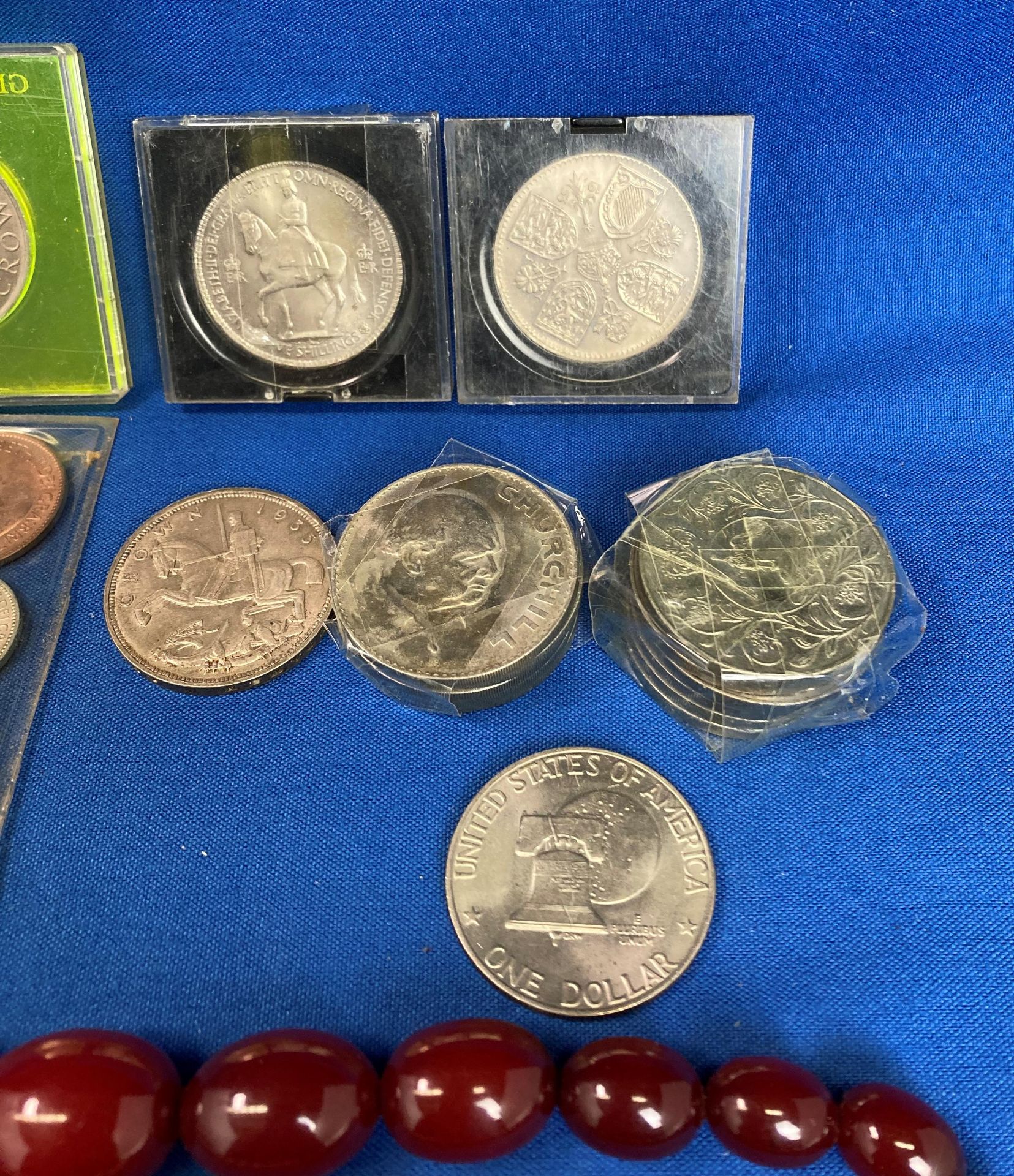 Contents to bag - assorted coins including Crowns 1935, Commemorative Crowns, - Image 3 of 13