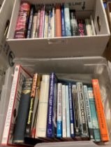 Contents to box and plastic crate - 35 books mainly maritime and naval related including Basil