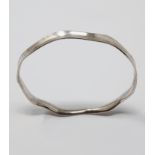 Sterling silver, solid bangle diameter 700mm, filed curb bracelet, stone-set bracelet,