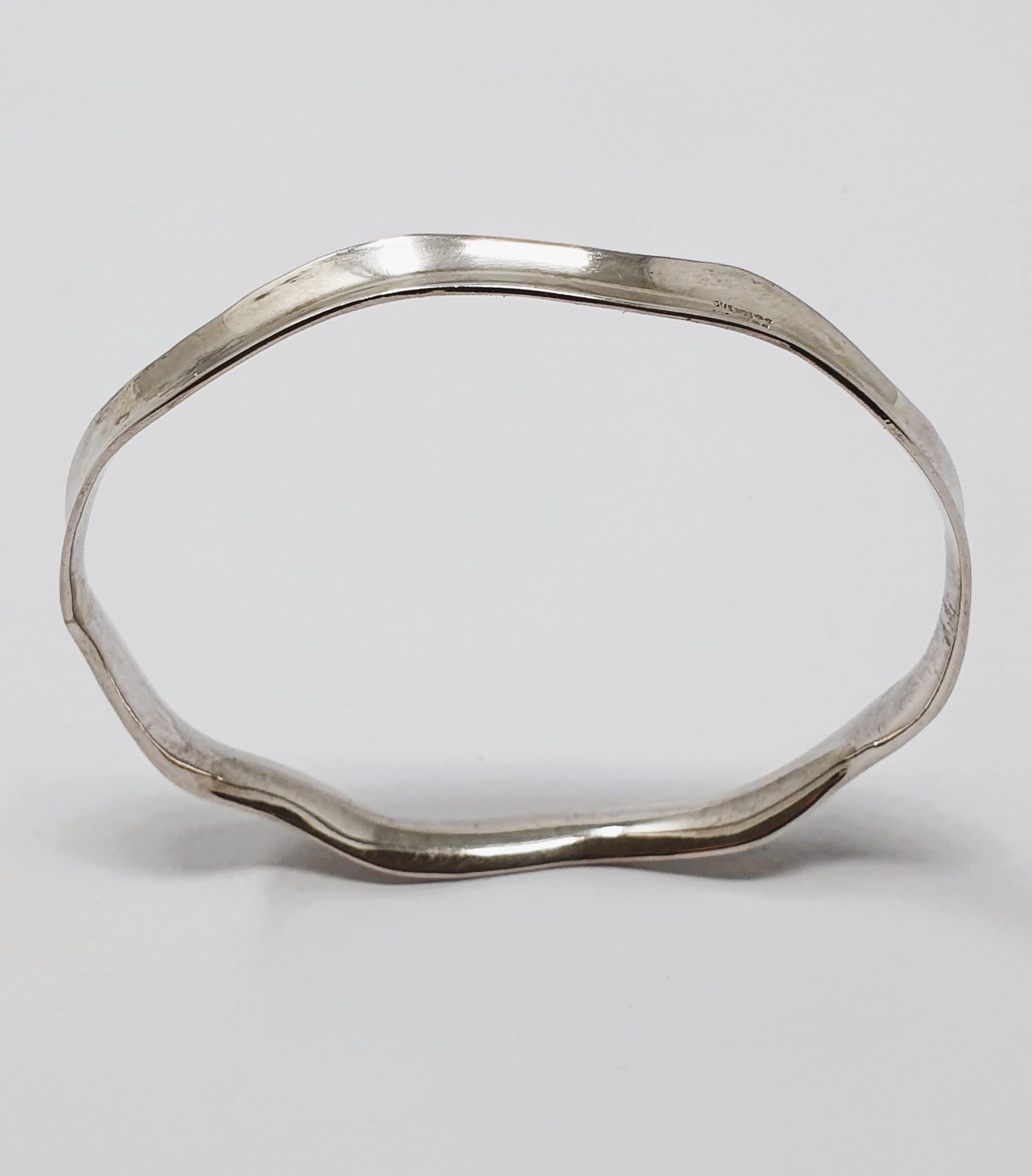 Sterling silver, solid bangle diameter 700mm, filed curb bracelet, stone-set bracelet,
