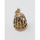 9ct gold vintage bird in cage charm, gross weight 2.