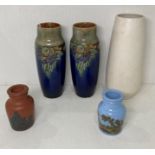Pair of Royal Doulton Lambeth vases (both with stamps to base) no: 8530E UBW and no: 8530B (one