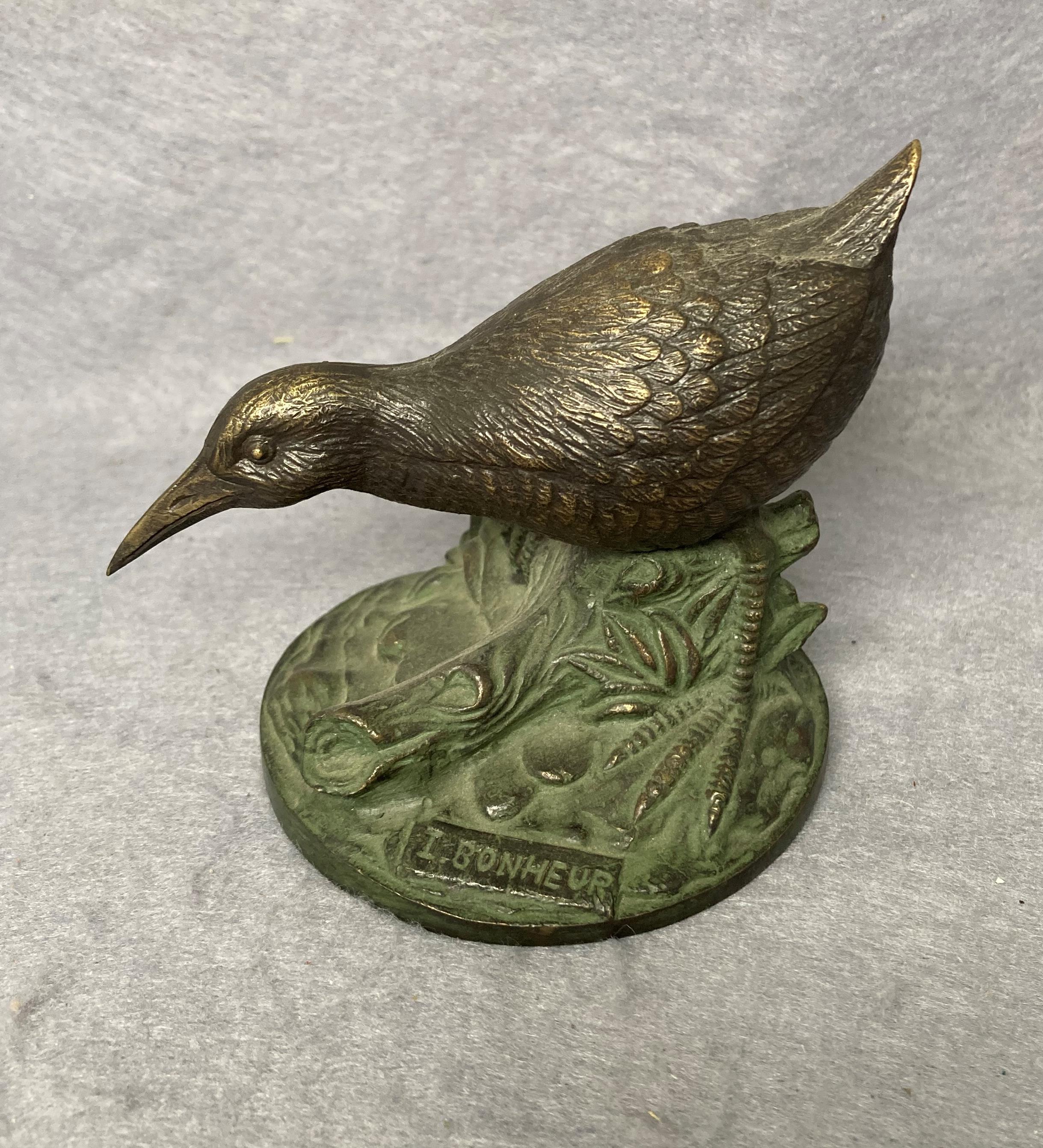 A bronze figure of a wading bird C1930 by I Bonheur, 10.