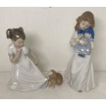 Two assorted Nao ceramic figurines including 1434 Young Girl with Puppy (17cm high),