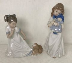 Two assorted Nao ceramic figurines including 1434 Young Girl with Puppy (17cm high),