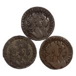 Ireland - William & Mary Halfpenny (3) 1692, 1693,