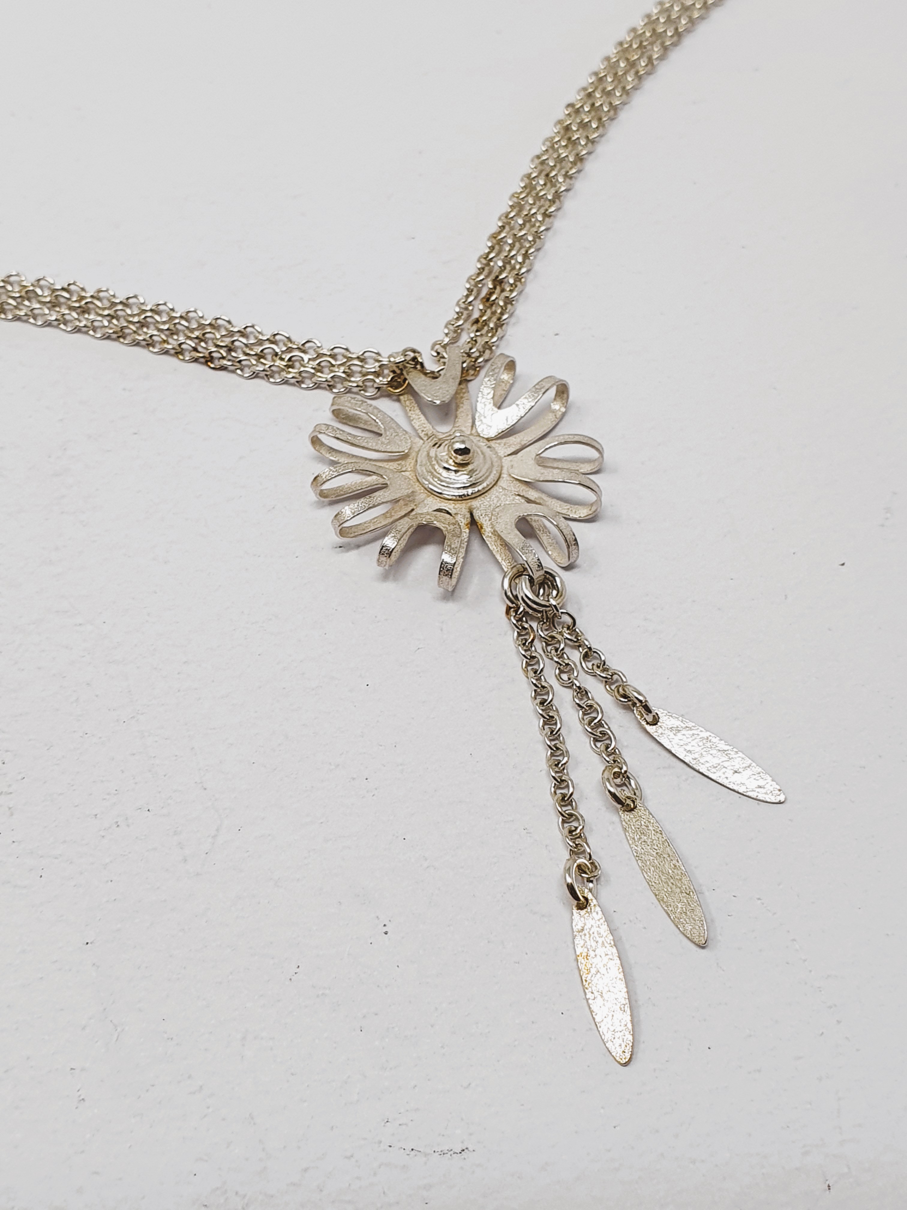 Sian Elizabeth Hughes, handmade sterling silver 'Foliage' necklace and two 'Bloom' pendants, - Image 2 of 5