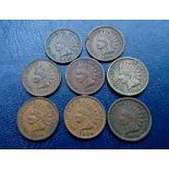 USA - Indian Head Cents (8) 1863, 1864, 1865, etc.