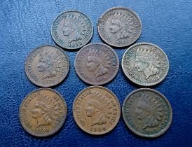 USA - Indian Head Cents (8) 1863, 1864, 1865, etc.