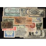 Group of World Banknotes, including USA, Canada, UK etc.