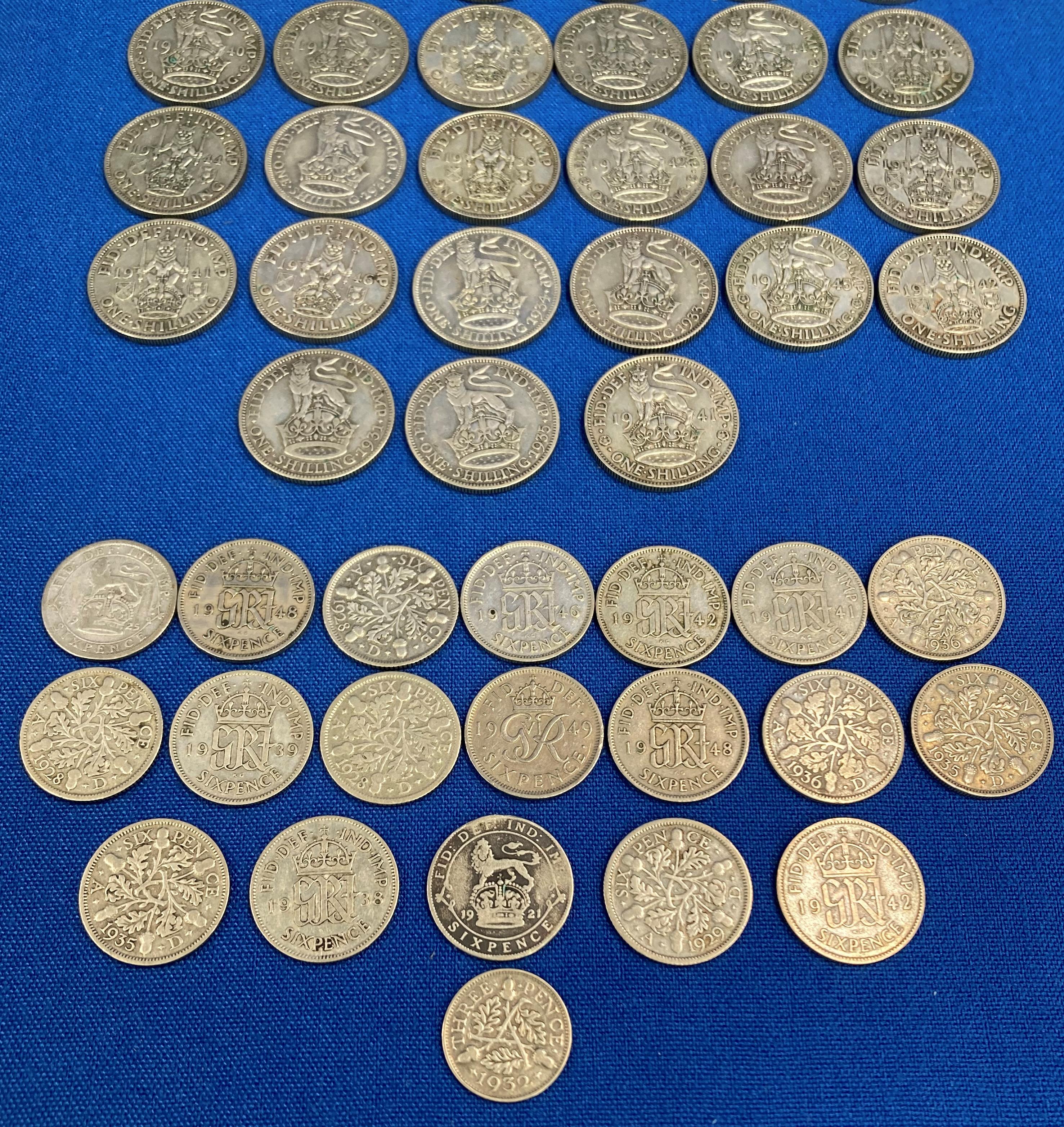 Assorted silver coins (1921-1946) including Shillings, Six Pence pieces, etc. - Image 3 of 5