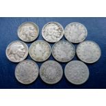 USA - Nickel 5 Cents (10) including 1867 Rays, Liberty, Buffalo 1913, etc. some good grades.