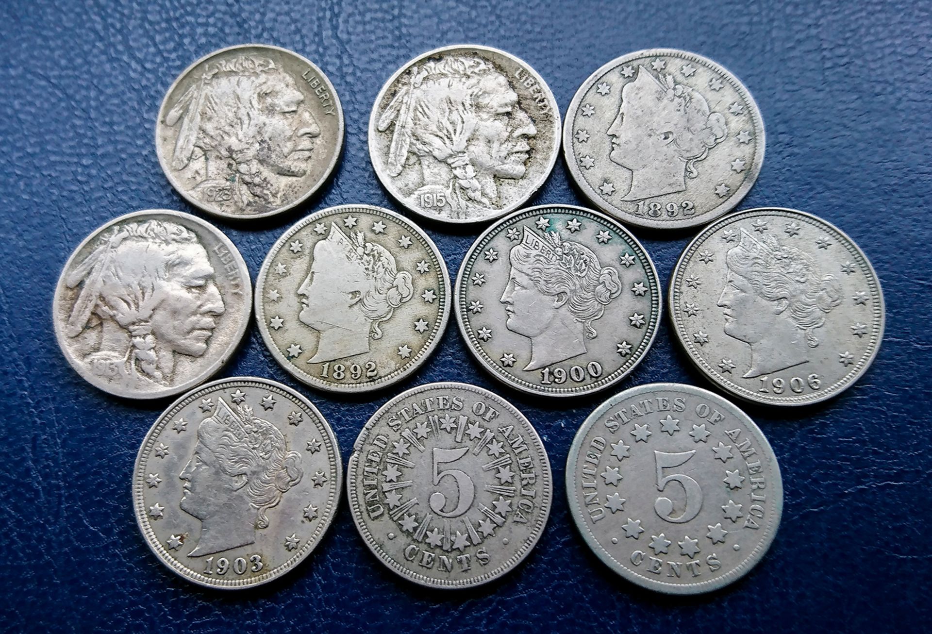 USA - Nickel 5 Cents (10) including 1867 Rays, Liberty, Buffalo 1913, etc. some good grades.