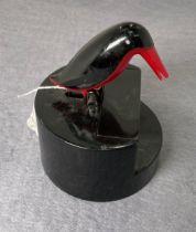 Retro black and red plastic novelty bird cocktail stick holder (saleroom location: S3 QC07)